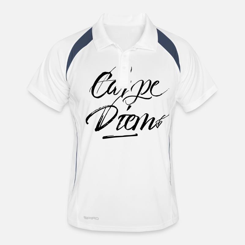 Carpe Diem - Männer Polo atmungsaktiv - Weiß/Navy