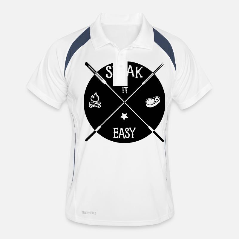 steak it easy_solid - Männer Polo atmungsaktiv - Weiß/Navy