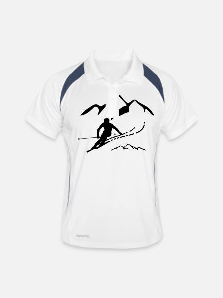 Ski - Polo respirant Homme - blanc/marine - Devant