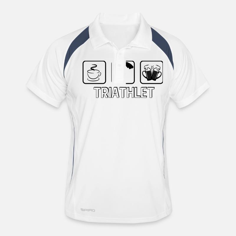 Triathlet Paragliding - Männer Polo atmungsaktiv - Weiß/Navy