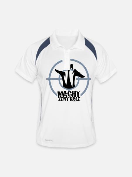 Machtzentrale - Männer Polo atmungsaktiv - Weiß/Navy - Vorne