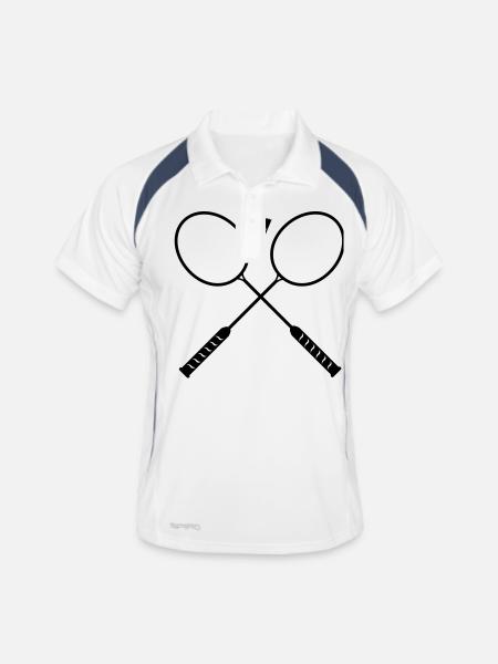 badminton_play_f1 - Polo respirant Homme - blanc/marine - Devant
