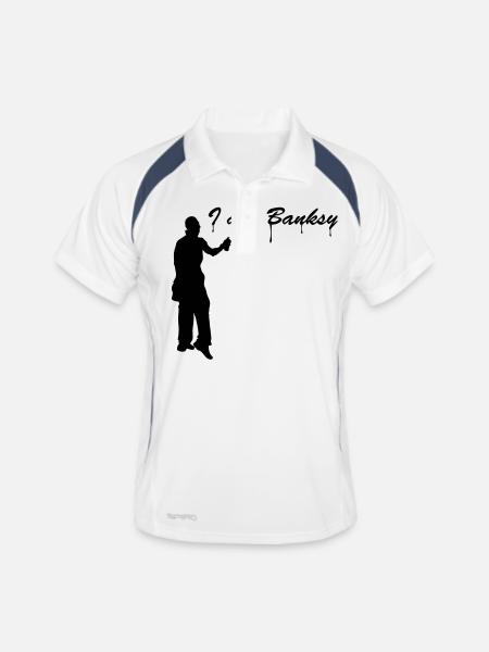 i_am_banksy - Polo respirant Homme - blanc/marine - Devant
