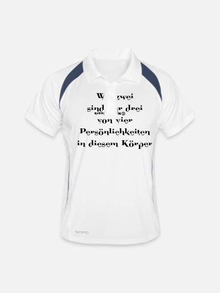 wir zwei drei vier Persönlichkeiten - Männer Polo atmungsaktiv - Weiß/Navy - Vorne