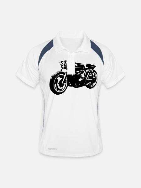 cafe racer - Men's Polo breathable - white/navy - Front