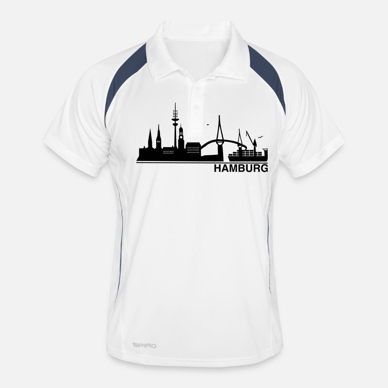 Skyline Hamburg mit Text Männer Polo atmungsaktiv