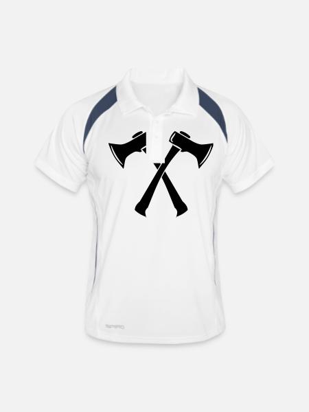 Axe axes lumberjack forest fire 1c - Men's Polo breathable - white/navy - Front