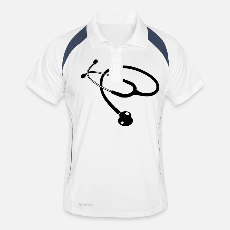 Stethoskop Arzt - Männer Polo atmungsaktiv - Weiß/Navy