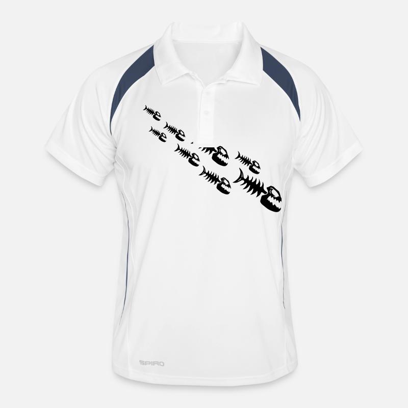 Fish Bone Monsters - Polo respirant Homme - blanc/marine