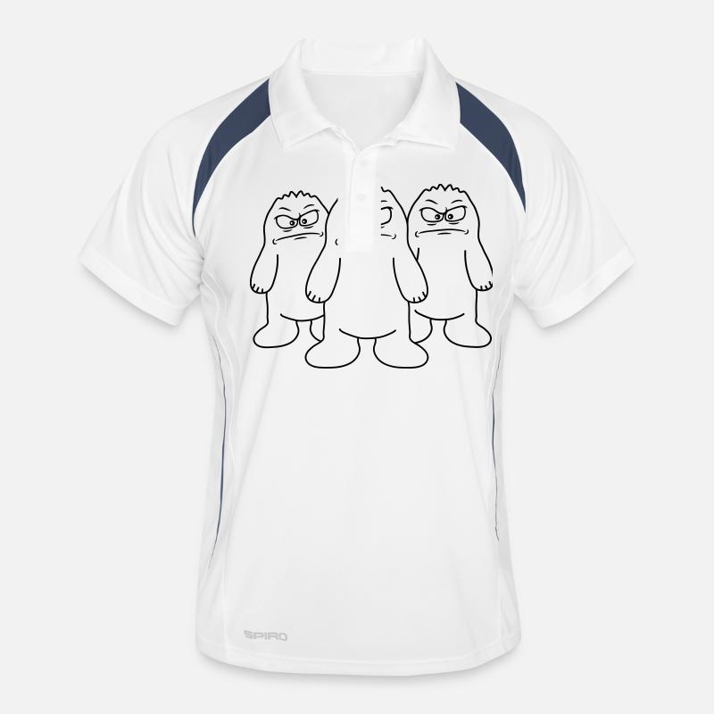Angry Yetis - Männer Polo atmungsaktiv - Weiß/Navy