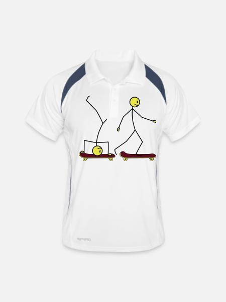 Skateboard Fun - Männer Polo atmungsaktiv - Weiß/Navy - Vorne