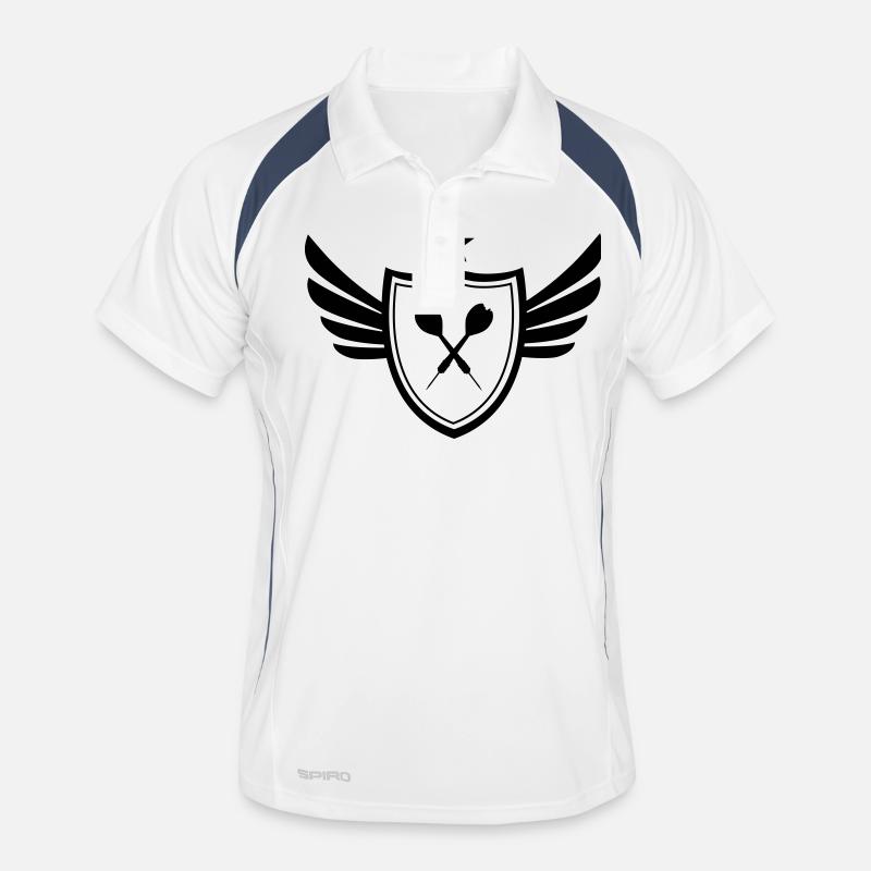 Dartpfeile - Männer Polo atmungsaktiv - Weiß/Navy