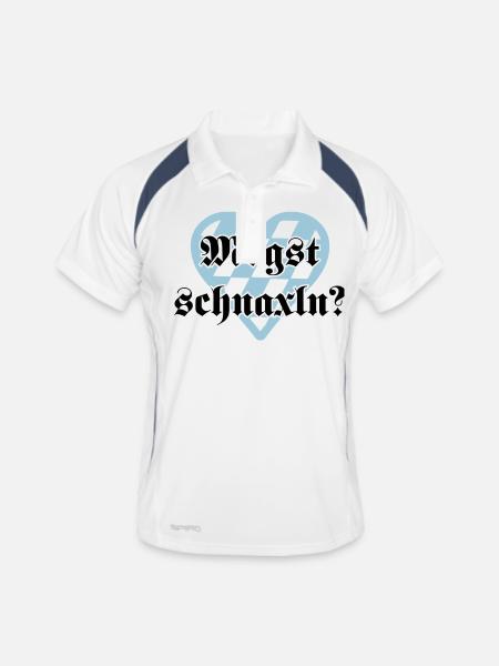 Mogst schnaxln - Männer Polo atmungsaktiv - Weiß/Navy - Vorne