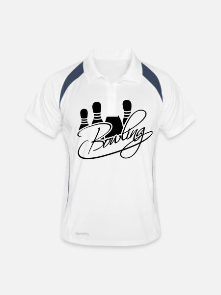 Bowling Pins Text Logo Design - Polo respirant Homme - blanc/marine - Devant
