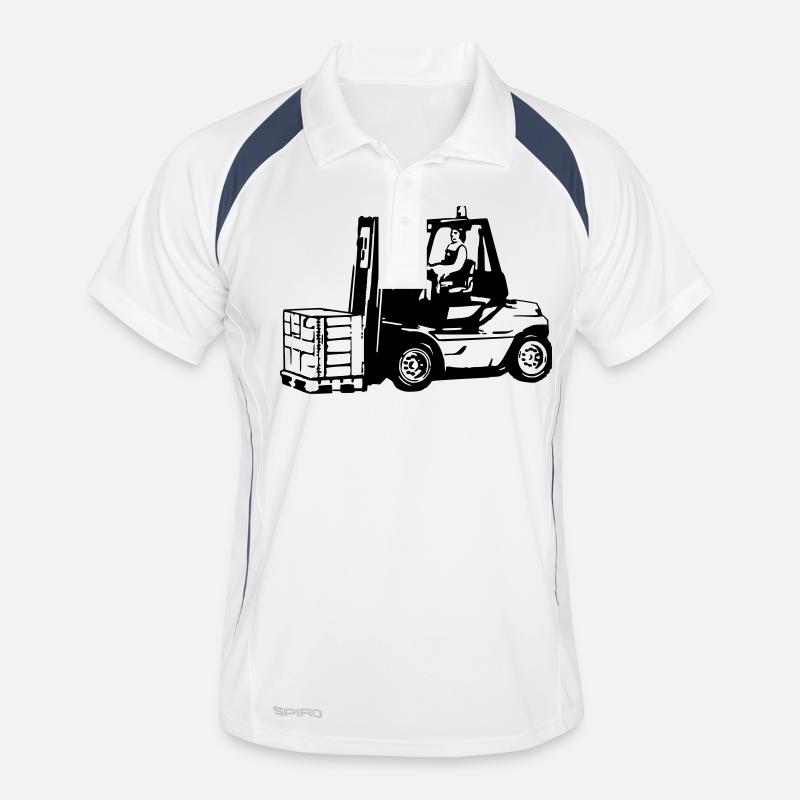 Gabelstapler - Männer Polo atmungsaktiv - Weiß/Navy