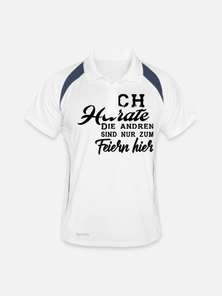 ich Heirate - die anderen - Männer Polo atmungsaktiv - Weiß/Navy - Vorne