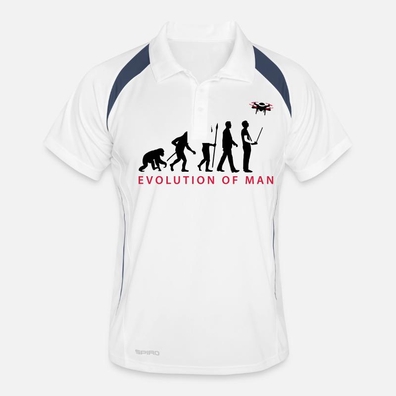 Evolution Modellflieger Drohne 4 Propeller - Männer Polo atmungsaktiv - Weiß/Navy