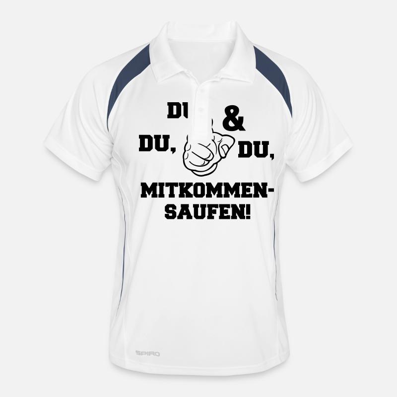 mitkommen_saufen - Männer Polo atmungsaktiv - Weiß/Navy