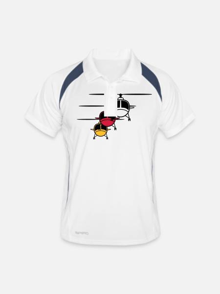 Hubschrauber Helikopter formation - Männer Polo atmungsaktiv - Weiß/Navy - Vorne