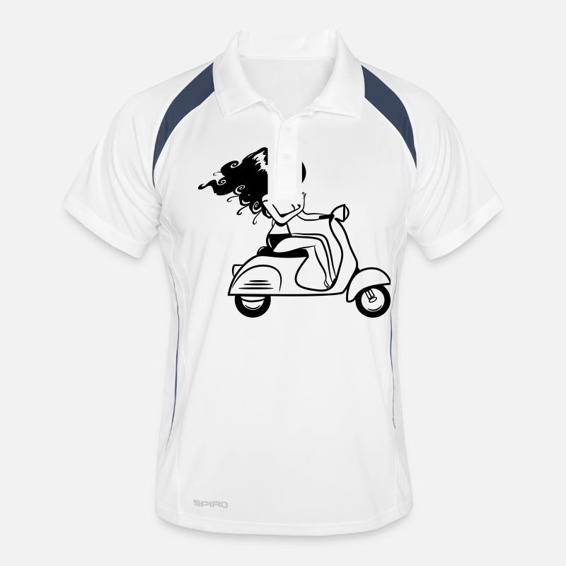 motorroller mädchen sexy - Männer Polo atmungsaktiv - Weiß/Navy