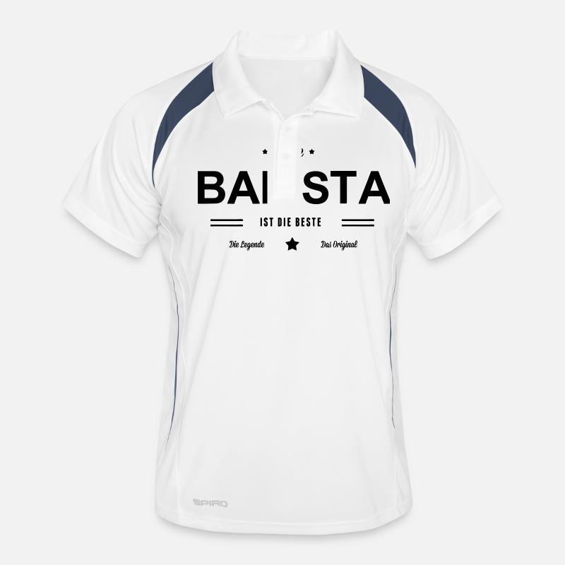 Beste Barista - Männer Polo atmungsaktiv - Weiß/Navy