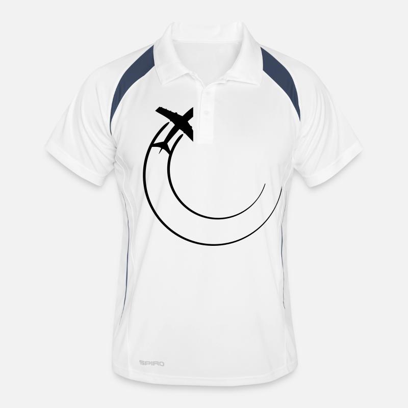 circle round lines top down plane fly pilot machin Men's Polo breathable