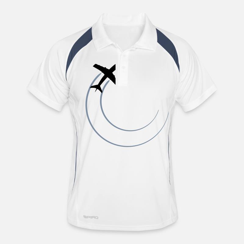 circle round lines top down plane fly pilot machin Men's Polo breathable