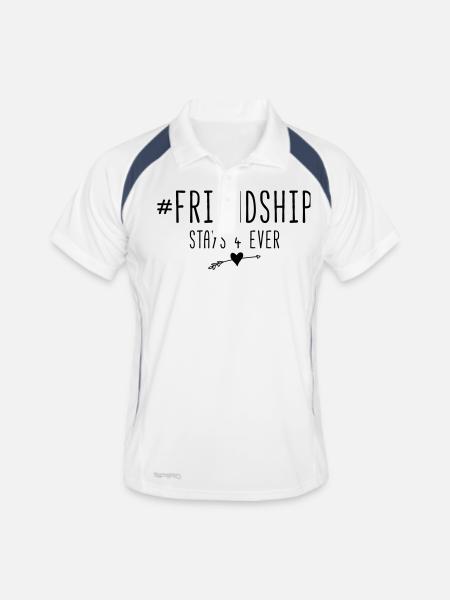 friendship_stays_forever_heart - Männer Polo atmungsaktiv - Weiß/Navy - Vorne