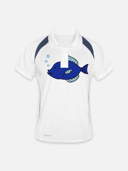 Bande dessinée de poisson - Polo respirant Homme - blanc/marine - Devant