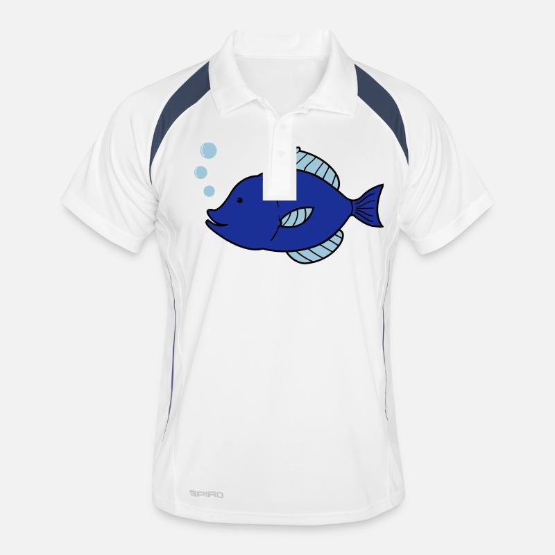 fisch comic - Männer Polo atmungsaktiv - Weiß/Navy