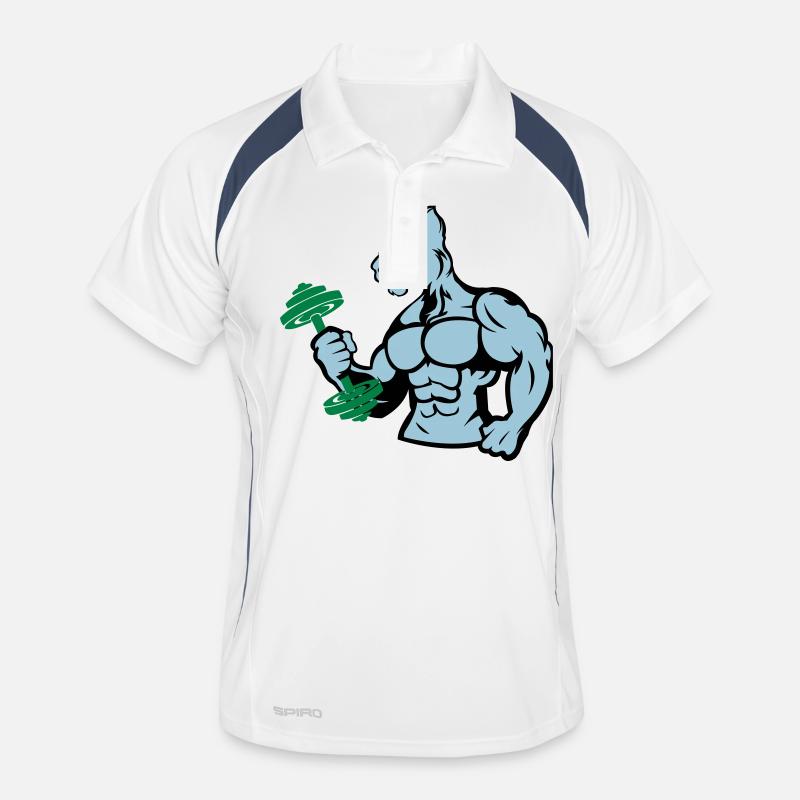 Bodybuilder Jaguar Dumbbell - Men's Polo breathable - white/navy