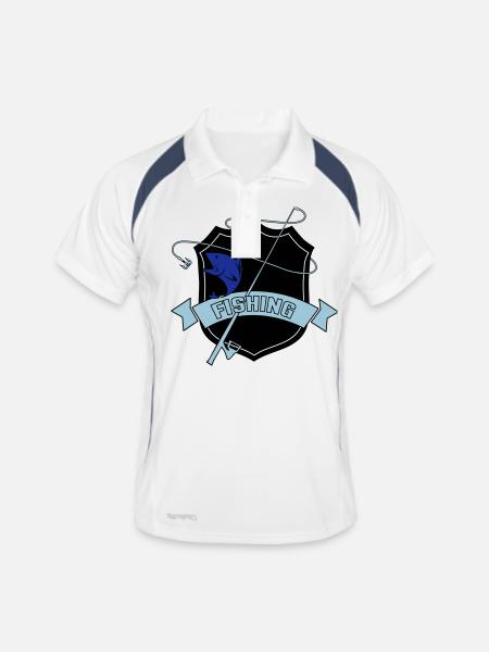 fishing coat of arms copy - Men's Polo breathable - white/navy - Front