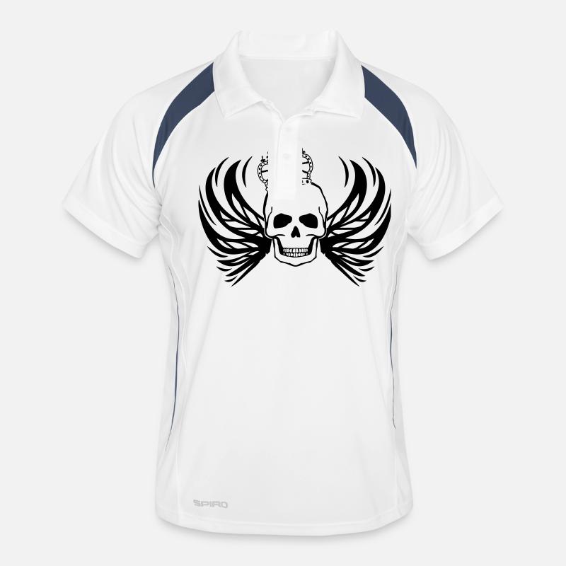skull king - Männer Polo atmungsaktiv - Weiß/Navy