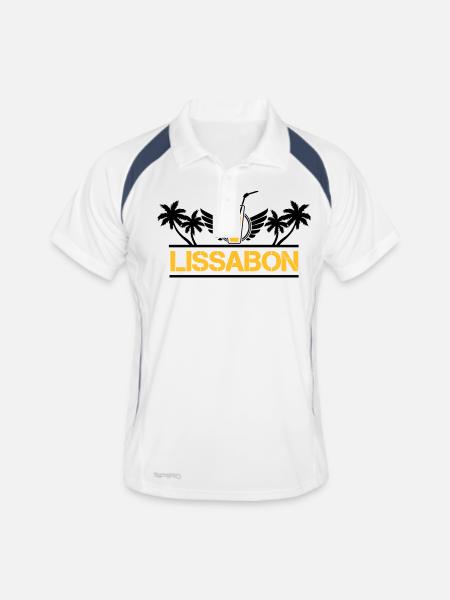 Lissabon - Männer Polo atmungsaktiv - Weiß/Navy - Vorne