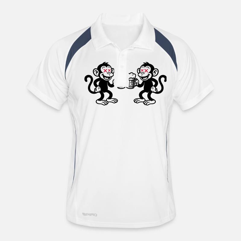 Beer Monkey Drinking - Men's Polo breathable - white/navy