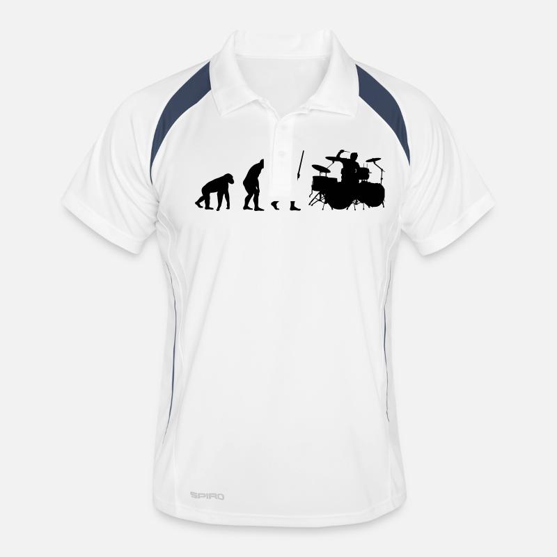 Drummer Evolution - Männer Polo atmungsaktiv - Weiß/Navy