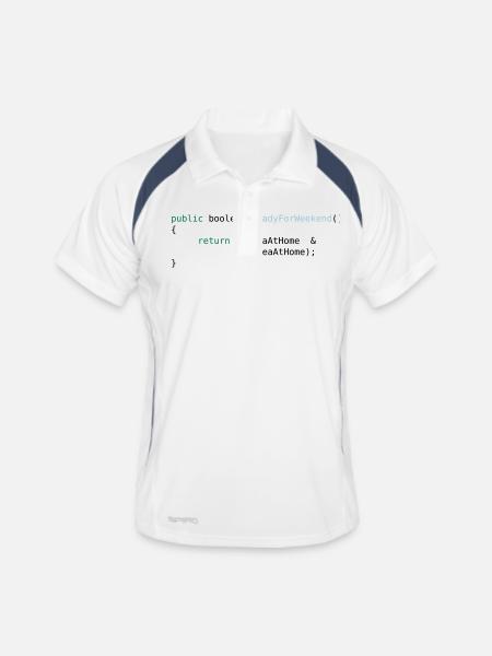 JAVA CODE - READY FOR WEEKEND - Männer Polo atmungsaktiv - Weiß/Navy - Vorne