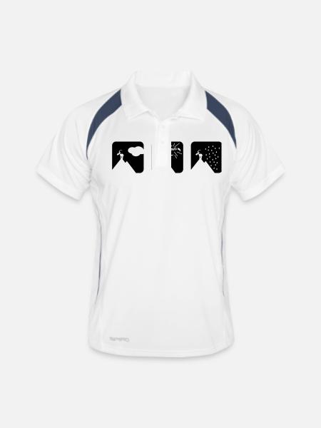 whyitrains1 - Männer Polo atmungsaktiv - Weiß/Navy - Vorne