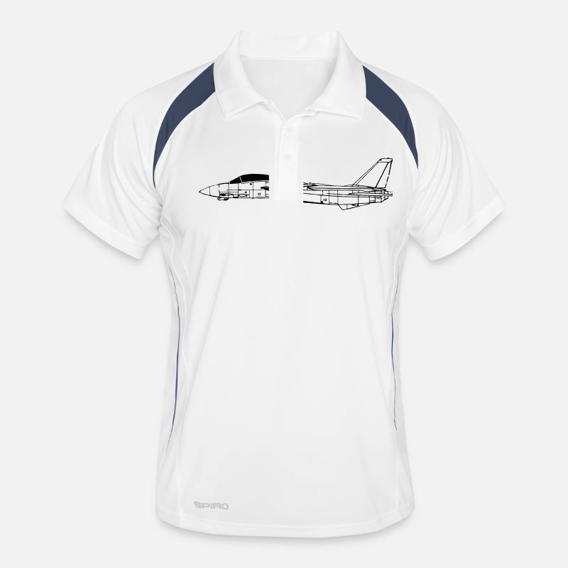 f14_vec_1 de - Männer Polo atmungsaktiv - Weiß/Navy