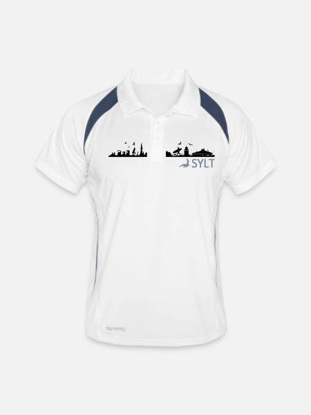 Skyline - Sylt - Männer Polo atmungsaktiv - Weiß/Navy - Vorne