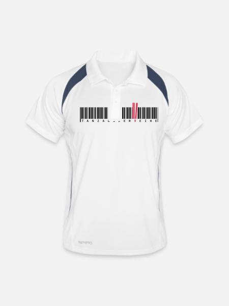 Tanz aus der Reihe - Männer Polo atmungsaktiv - Weiß/Navy - Vorne