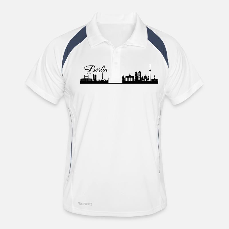 Berliner Skyline - Männer Polo atmungsaktiv - Weiß/Navy