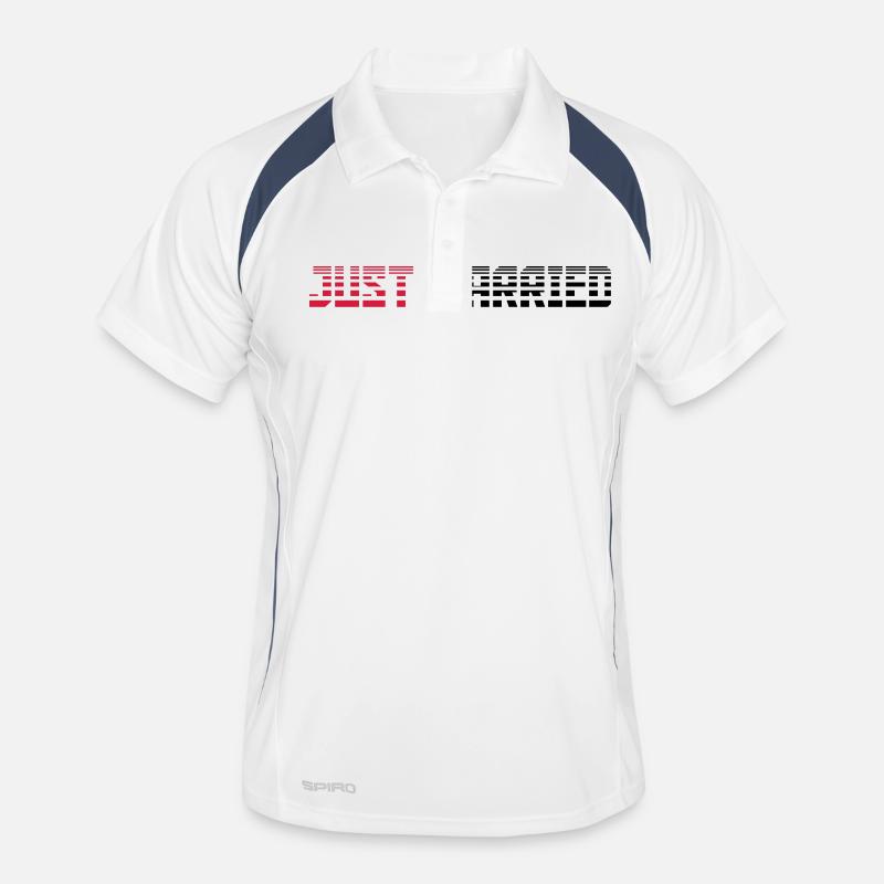 Just Married Text Logo Design Men's Polo breathable