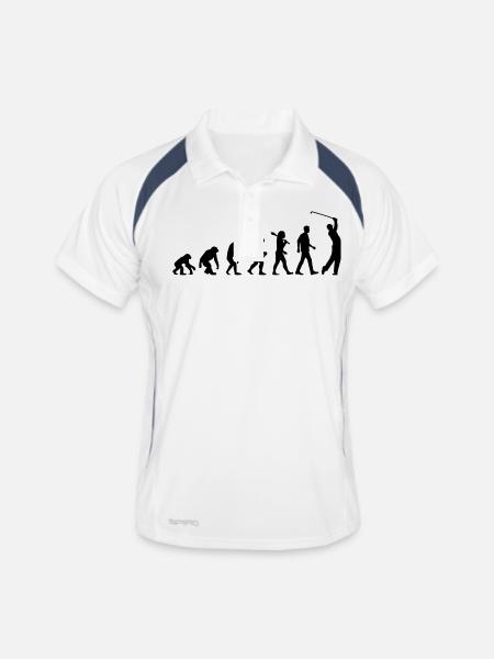 Evolution Of Golf - Männer Polo atmungsaktiv - Weiß/Navy - Vorne