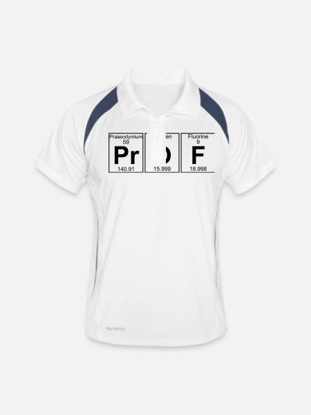 Pr-O-F (prof) - Full - Men's Polo breathable - white/navy - Front