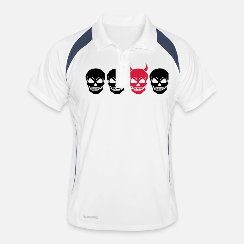 DIFFERENT SKULL2 -2C - Männer Polo atmungsaktiv - Weiß/Navy