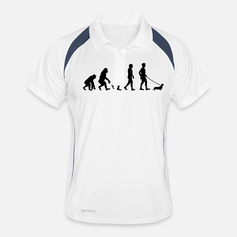 Dackel - Evolution - Männer Polo atmungsaktiv - Weiß/Navy