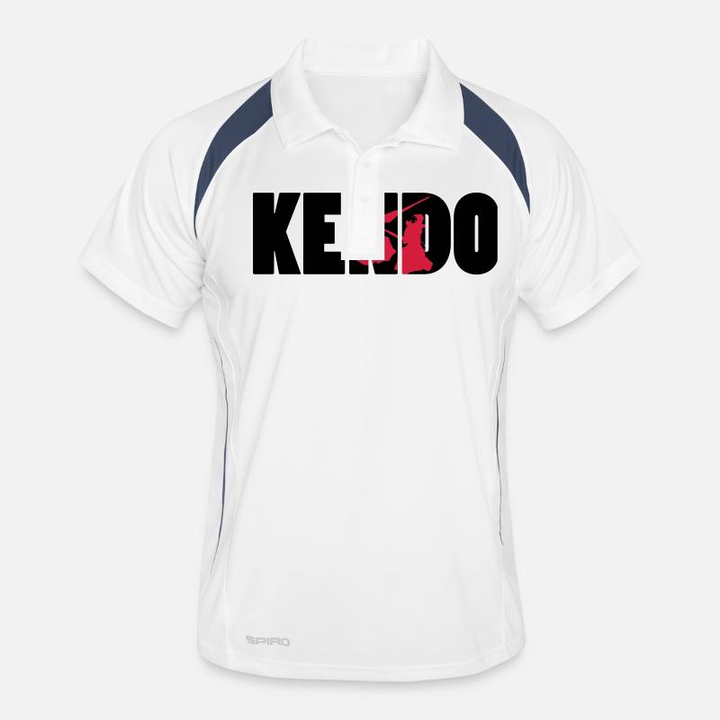 Kendo! - Männer Polo atmungsaktiv - Weiß/Navy