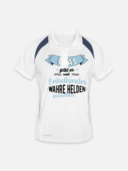 Opa - wahrer Held - Männer Polo atmungsaktiv - Weiß/Navy - Vorne