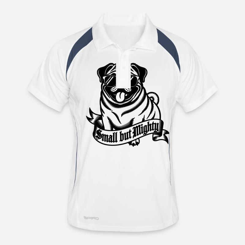 Mops mit der Aufschrift "Klein, aber oho" Männer Polo atmungsaktiv